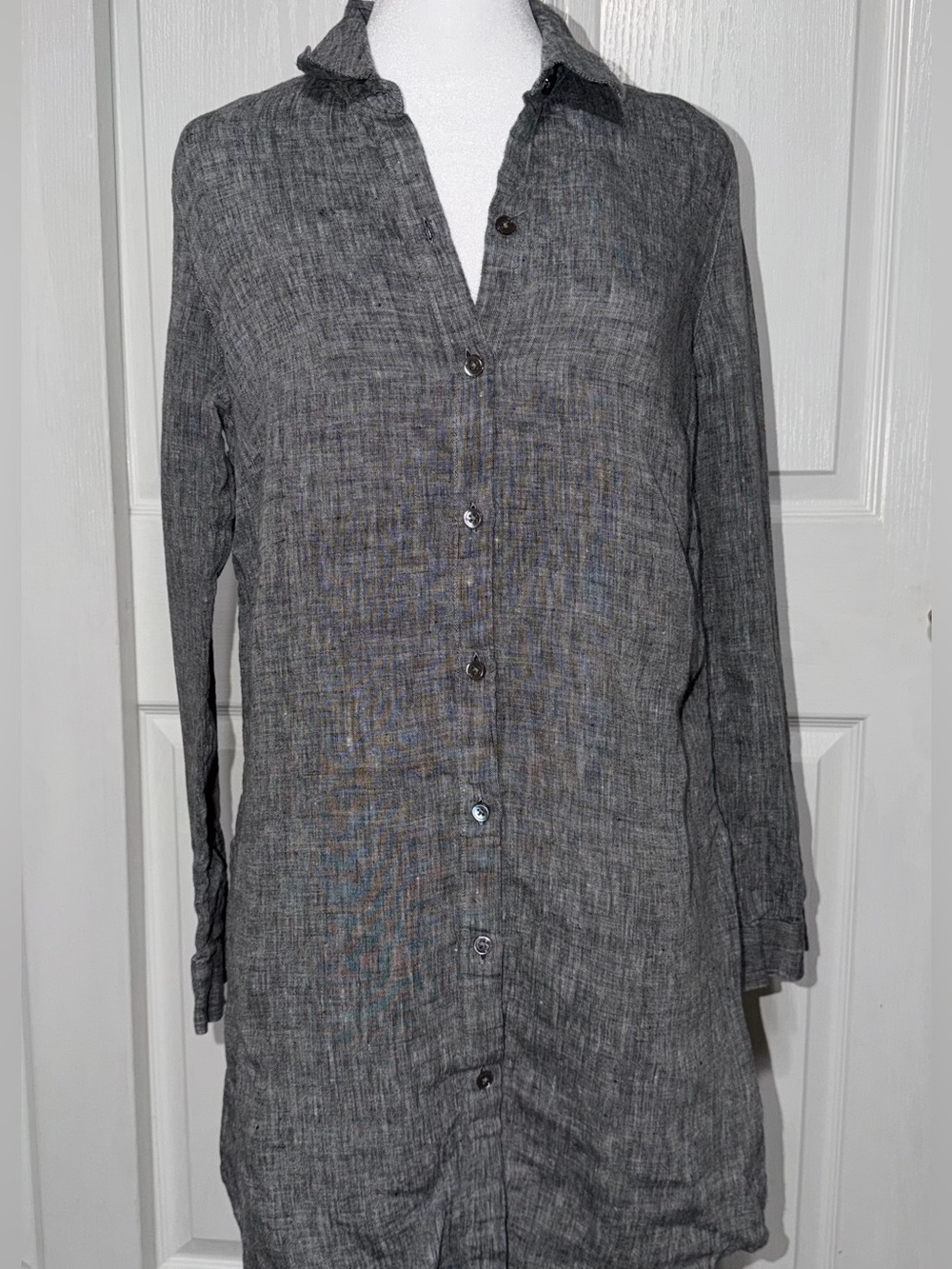 J Jill Love Linen Gray Tunic Shirt Dress-Small